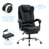 Fotel biurowy ergonomiczny obrotowy bujany krzesło z podnóżkiem ekoskóra czarny Relax