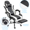 Fotel dla gracza gamingowy obrotowy krzesło z podnóżkiem biało-czarny Boss