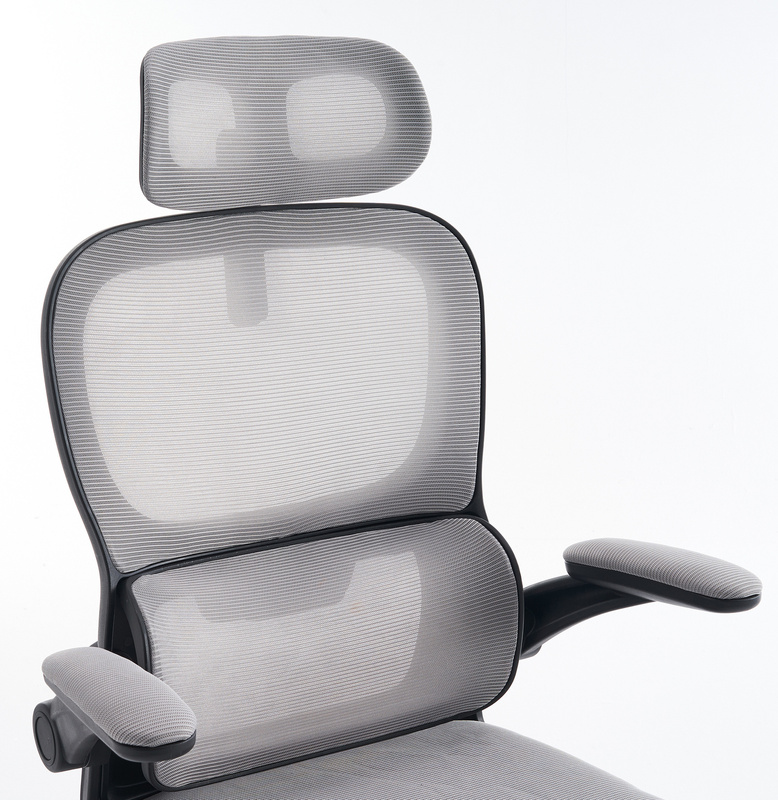 Fotel biurowy ergonomiczny obrotowy siateczkowy bujany szaro-czarny Classic