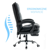 Fotel biurowy ergonomiczny obrotowy bujany krzesło z podnóżkiem ekoskóra czarny Elegant