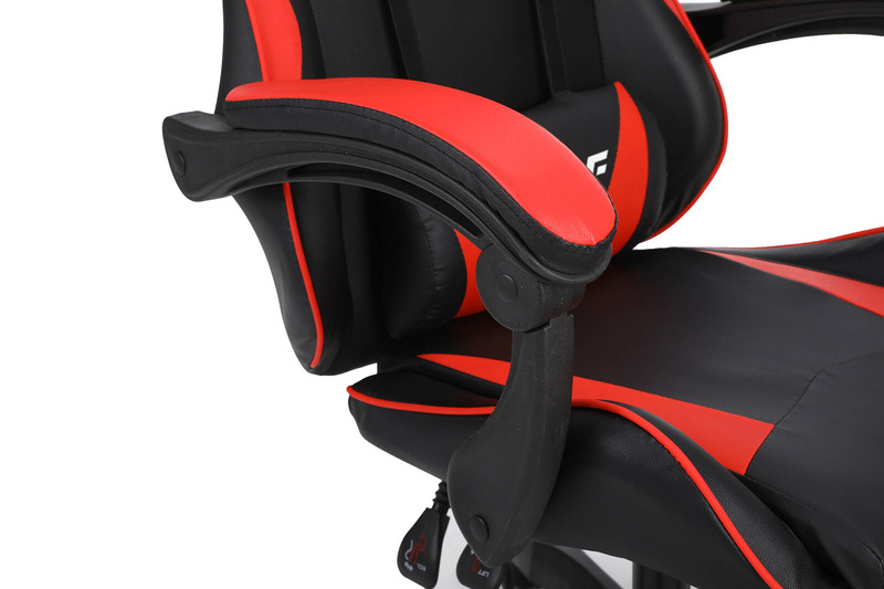 Fotel dla gracza gamingowy krzesło kubełkowy mocny ergonomiczny biurowy czarno-czerwony Milan