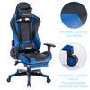 Fotel gamingowy kubełkowy krzesło dla gracza ergonomiczny z podnóżkiem niebiesko-czarny Ryan