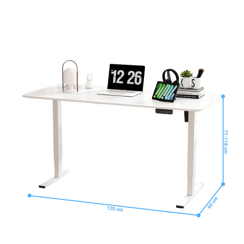 Biurko dla gracza komputerowe gamingowe elektryczne z regulacją wysokości 120x60 białe Atena