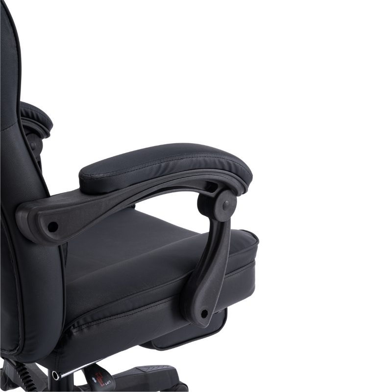 Fotel gamingowy z podnóżkiem ekoskóra krzesło dla gracza biurowy ergonomiczny czarny Champion