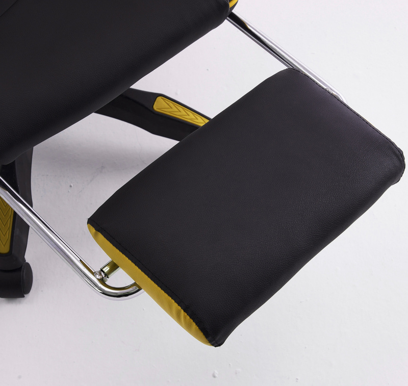 Fotel dla gracza gamingowy biurowy ergonomiczny z podnóżkiem krzesło obrotowe żółto-czarny Sienna