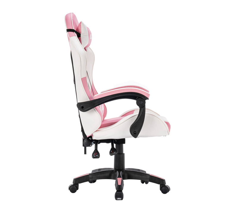 Fotel dla gracza gamingowy krzesło obrotowe biurowe biało-różowy Queen