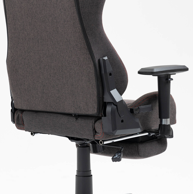 Fotel dla gracza gamingowy kubełkowy materiałowy ergonomiczny krzesło z podnóżkiem brązowy Modern