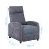 Fotel rozkładany wypoczynkowy relaksacyjny materiałowy ciemny szary Chuck
