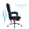 Fotel biurowy ergonomiczny obrotowy bujany krzesło z podnóżkiem ekoskóra czarny Relax