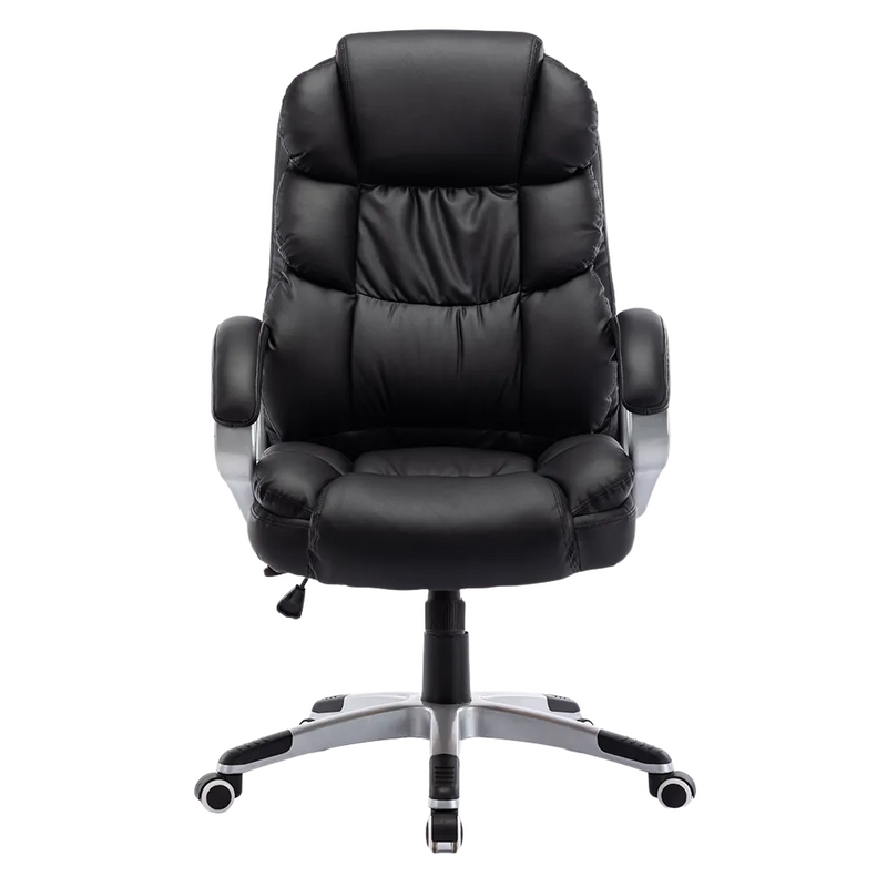 Fotel biurowy ergonomiczny obrotowy krzesło ekoskóra czarny Grand