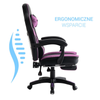 Fotel gamingowy z podnóżkiem ekoskóra krzesło dla gracza biurowy ergonomiczny czarno-fioletowy Champion