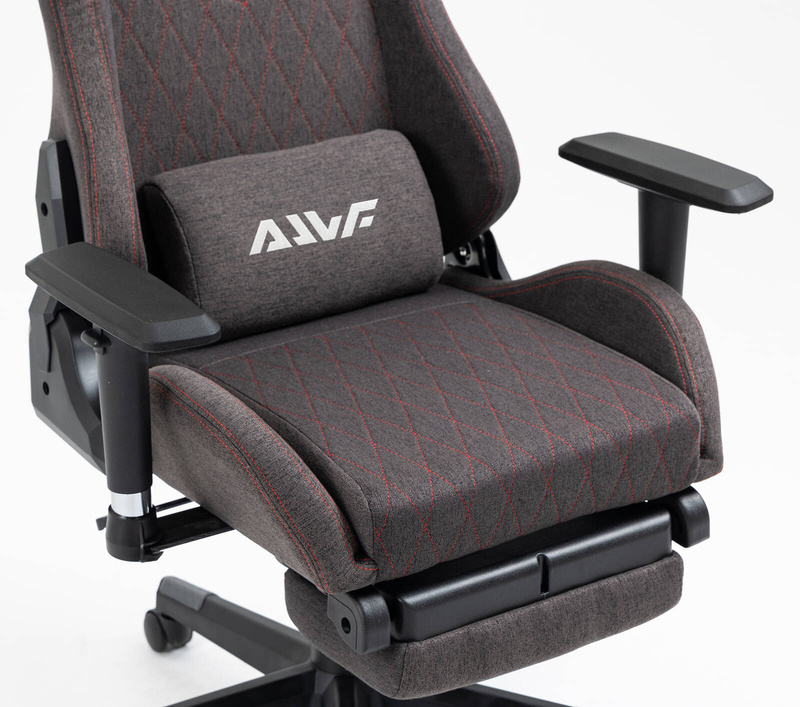 Fotel dla gracza gamingowy kubełkowy materiałowy ergonomiczny krzesło z podnóżkiem brązowy Modern