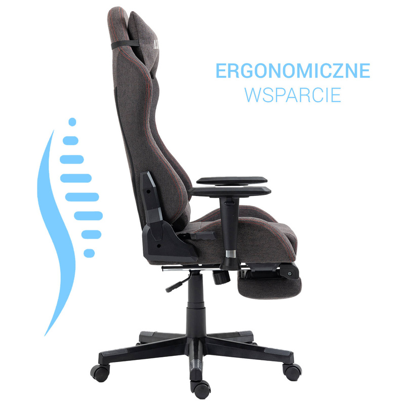 Fotel dla gracza gamingowy kubełkowy materiałowy ergonomiczny krzesło z podnóżkiem brązowy Modern