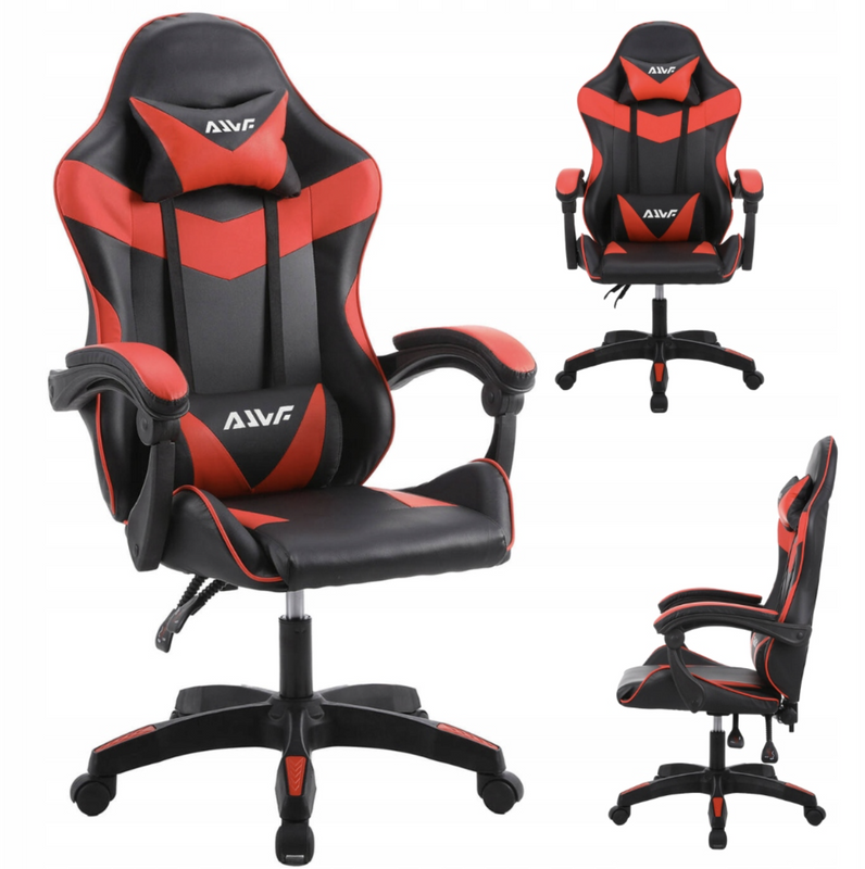 Fotel dla gracza gamingowy krzesło kubełkowy mocny ergonomiczny biurowy czarno-czerwony Milan