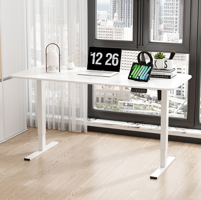 Biurko dla gracza komputerowe gamingowe elektryczne z regulacją wysokości 120x60 białe Atena