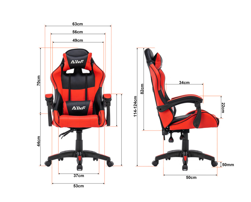 Fotel dla gracza gamingowy kubełkowy krzesło obrotowy czarno-czerwony Prince