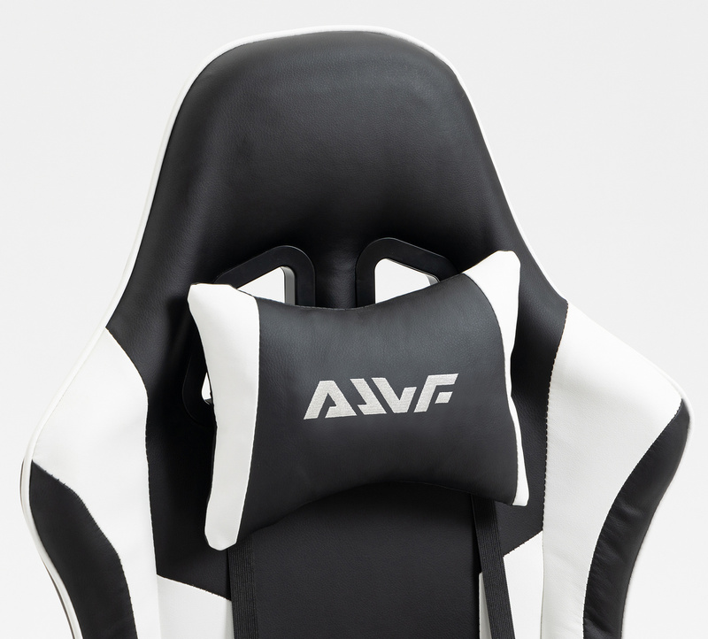 Fotel dla gracza gamingowy obrotowy krzesło z podnóżkiem biało-czarny Boss