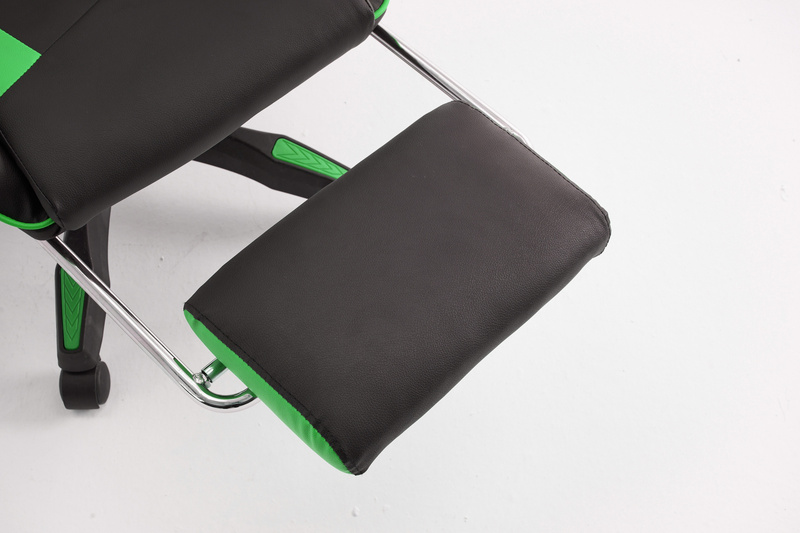 Fotel dla gracza gamingowy biurowy ergonomiczny z podnóżkiem krzesło obrotowe zielono-czarny Sienna