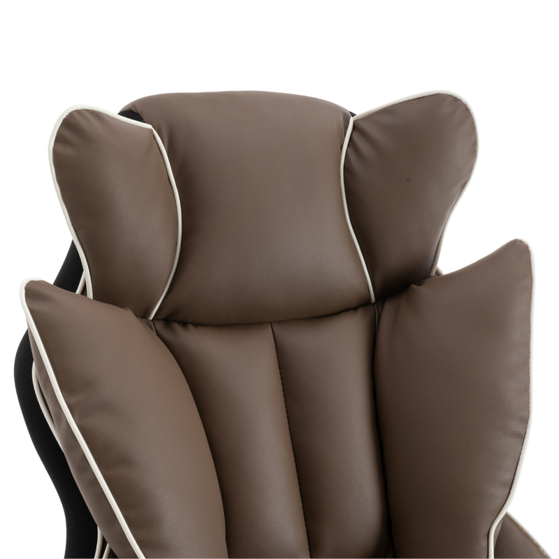 Fotel biurowy ergonomiczny obrotowy krzesło z podnóżkiem brązowy Premium