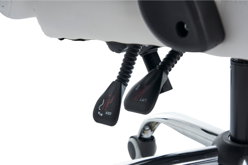 Fotel biurowy ergonomiczny obrotowy bujany krzesło z podnóżkiem ekoskóra biały Elegant