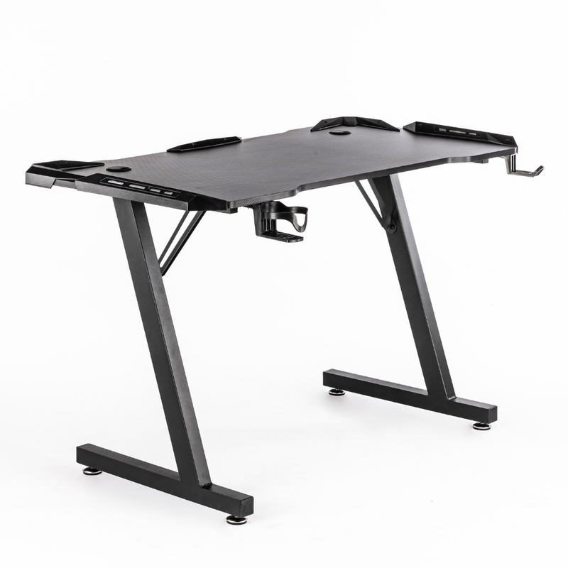 Biurko dla gracza komputerowe gamingowe LED 120x60 czarne Apollo