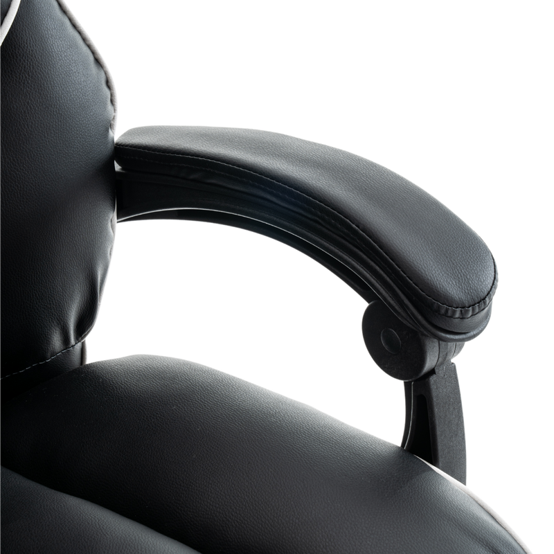 Fotel biurowy ergonomiczny obrotowy krzesło z podnóżkiem czarno-biały Premium