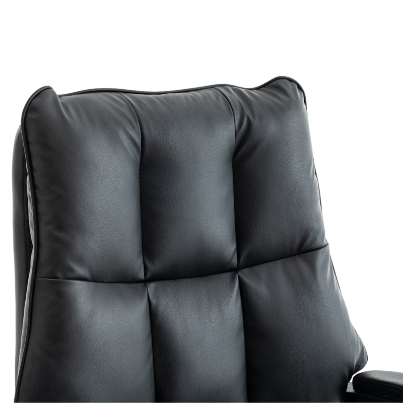 Fotel biurowy ergonomiczny obrotowy bujany krzesło z podnóżkiem ekoskóra czarny Elegant