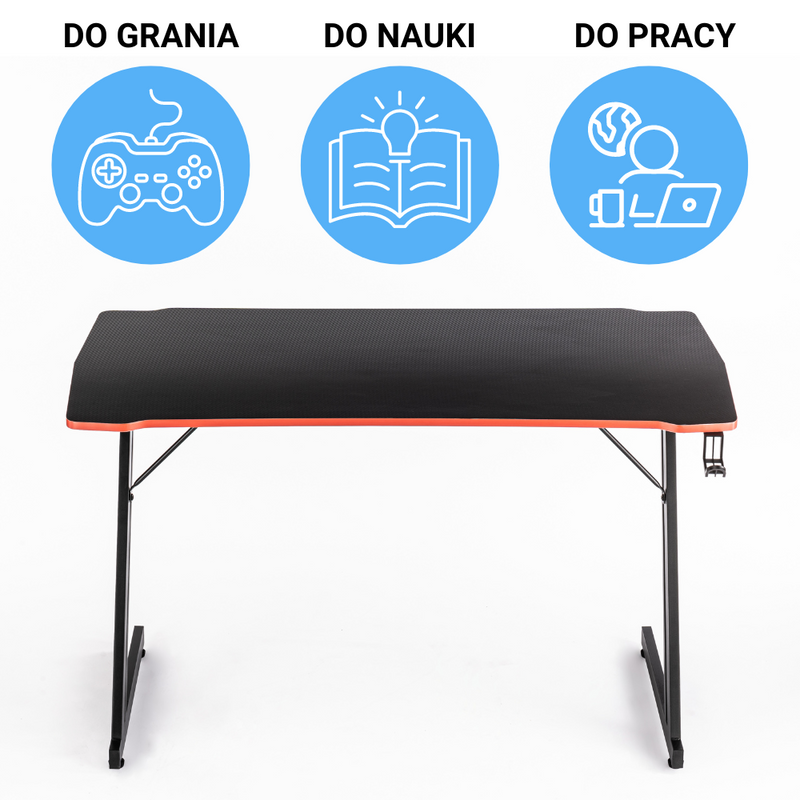 Biurko dla gracza komputerowe gamingowe 120x60 czarno-czerwone Ares