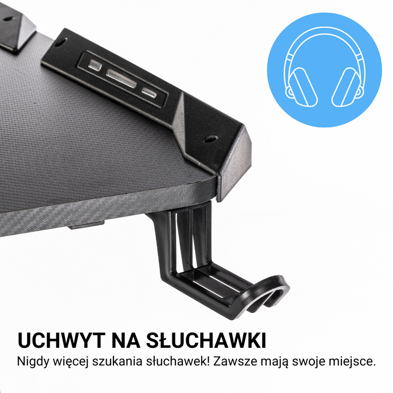 Biurko dla gracza komputerowe gamingowe LED 120x60 czarne Apollo