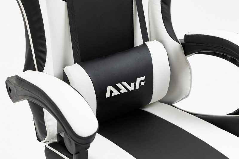 Fotel dla gracza gamingowy obrotowy krzesło z podnóżkiem biało-czarny Boss