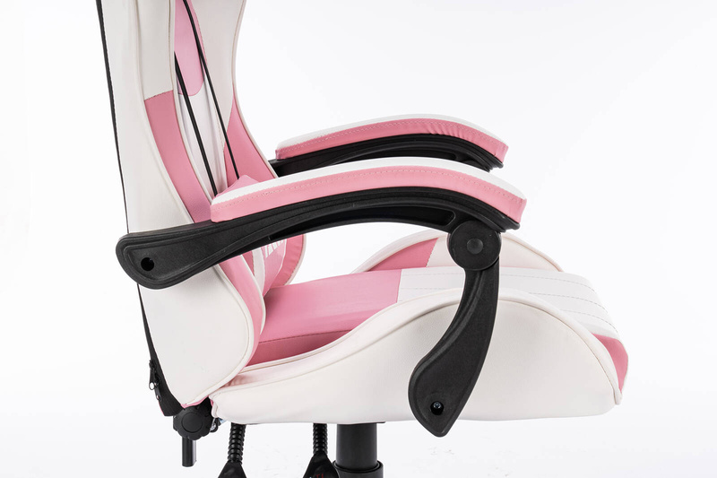 Fotel dla gracza gamingowy krzesło obrotowe biurowe biało-różowy Queen