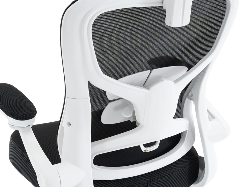 Fotel biurowy ergonomiczny obrotowy siateczkowy bujany krzesło czarno-biały Prime