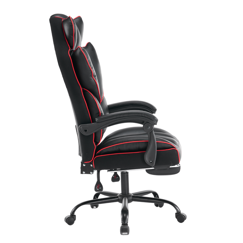 Fotel biurowy ergonomiczny obrotowy krzesło z podnóżkiem czarno-czerwony Premium