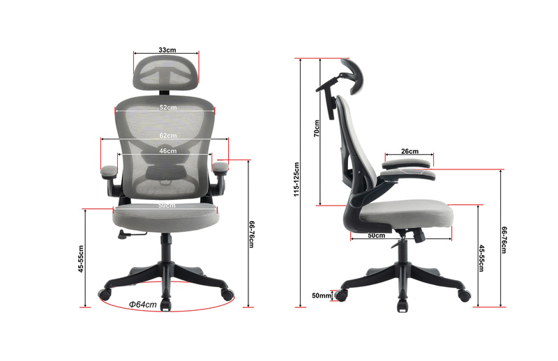 Fotel biurowy ergonomiczny obrotowy siateczkowy bujany krzesło szary Prime