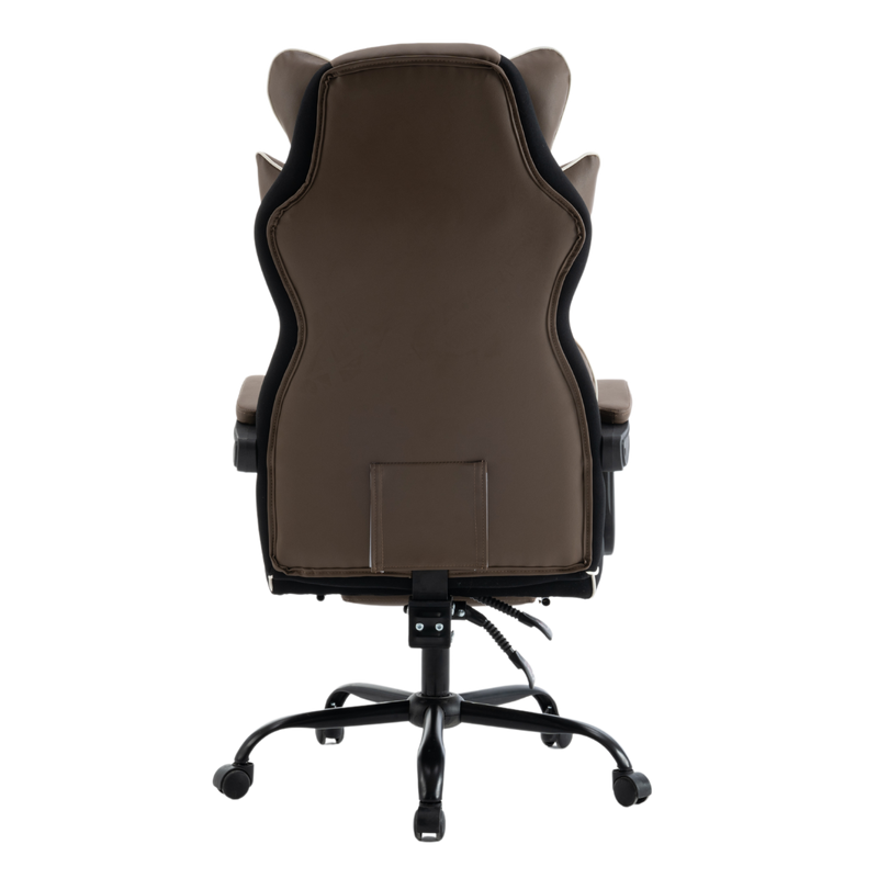 Fotel biurowy ergonomiczny obrotowy krzesło z podnóżkiem brązowy Premium