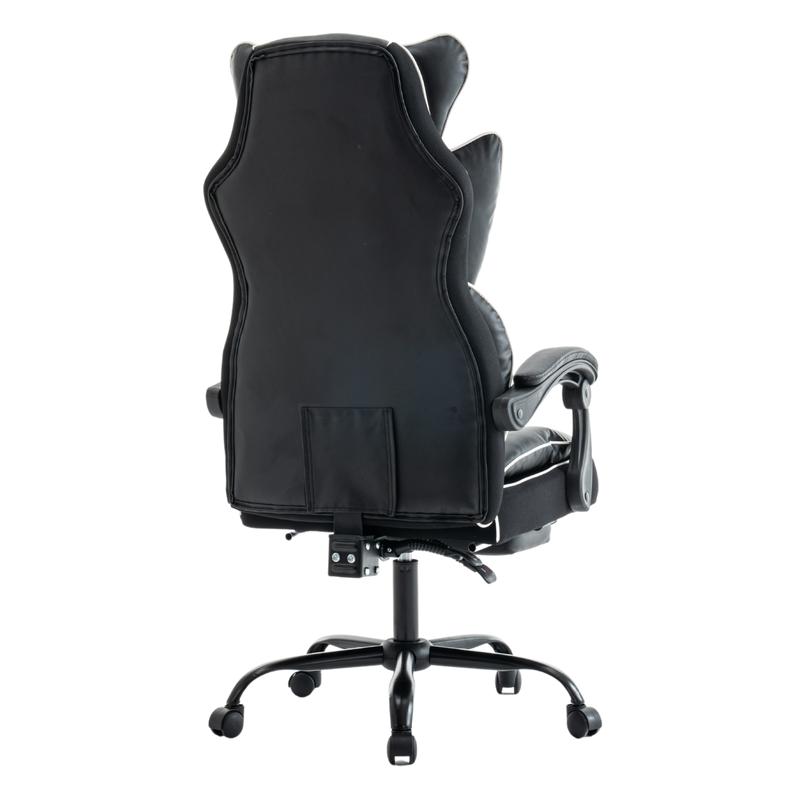 Fotel biurowy ergonomiczny obrotowy krzesło z podnóżkiem czarno-biały Premium