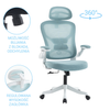 Fotel biurowy ergonomiczny obrotowy siateczkowy bujany krzesło błękitno-biały Prime