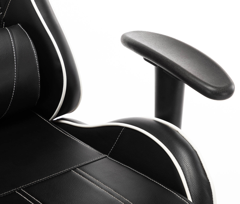 Fotel dla gracza gamingowy ergonomiczny kubełkowy krzesło z podnóżkiem czarno-biały Corpo