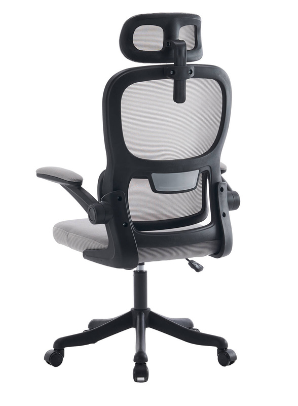 Fotel biurowy ergonomiczny obrotowy siateczkowy bujany szaro-czarny Classic