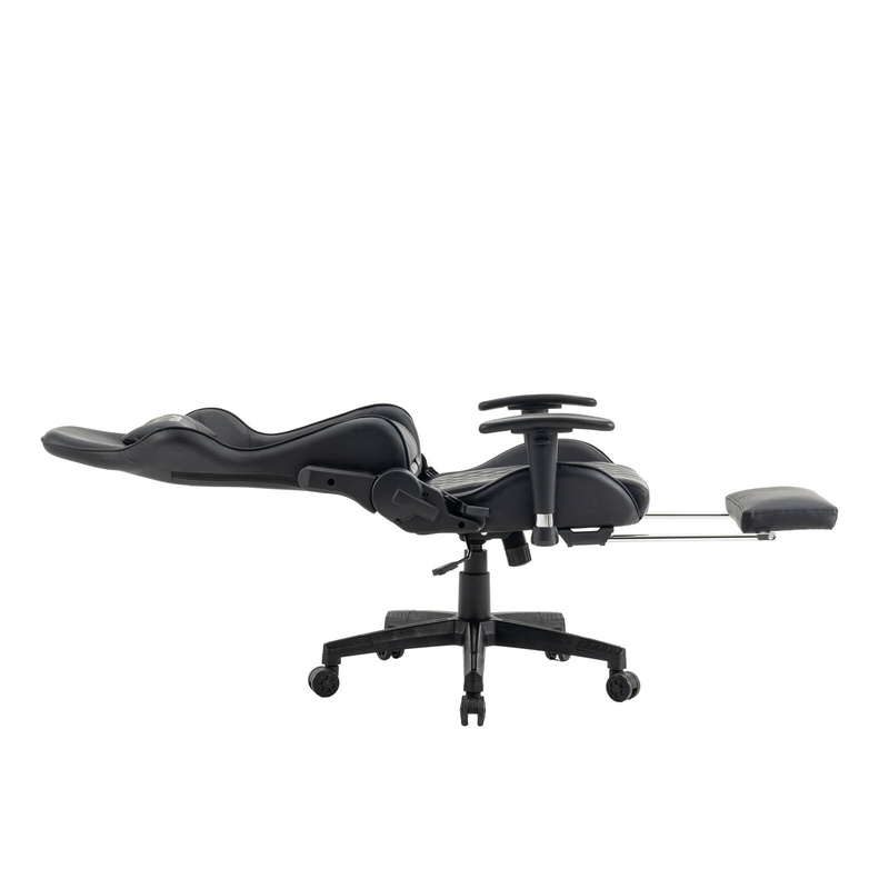 Fotel dla gracza gamingowy ergonomiczny krzesło z podnóżkiem czarny Zeus Carbon