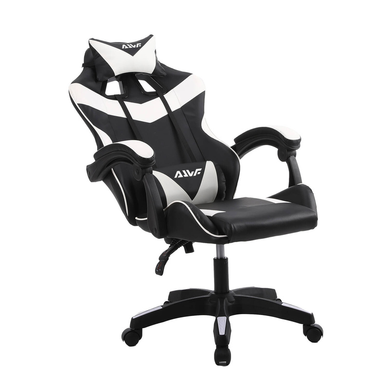 Fotel gamingowy krzesło dla gracza kubełkowy ergonomiczny biurowy biało-czarny Milan