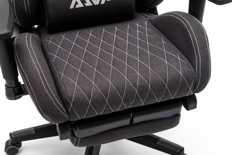 Fotel dla gracza gamingowy kubełkowy materiałowy ergonomiczny krzesło z podnóżkiem czarny Modern