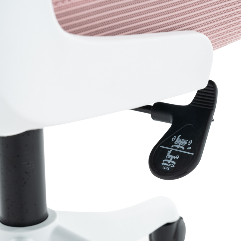 Fotel biurowy ergonomiczny obrotowy siateczkowy bujany krzesło różowo-biały Prime