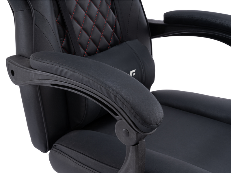 Fotel gamingowy z podnóżkiem ekoskóra krzesło dla gracza biurowy ergonomiczny czarny Champion