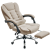 Fotel biurowy ergonomiczny obrotowy bujany krzesło z podnóżkiem ekoskóra beżowy Comfort