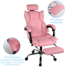 Fotel biurowy ergonomiczny obrotowy krzesło do biurka z podnóżkiem różowy Office