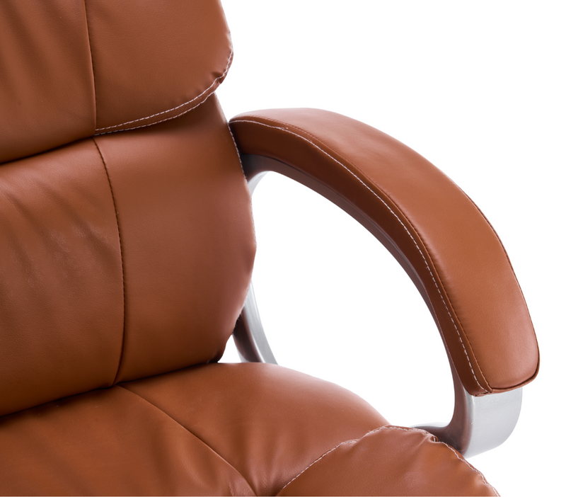 Fotel biurowy ergonomiczny obrotowy krzesło ekoskóra brązowy Grand