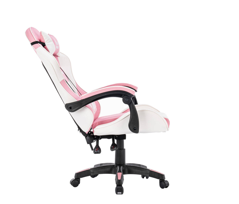 Fotel dla gracza gamingowy krzesło obrotowe biurowe biało-różowy Queen