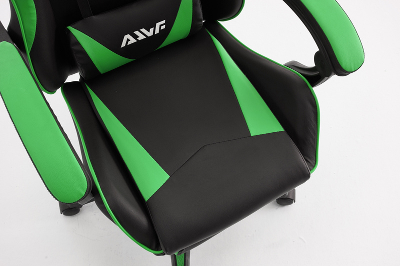 Fotel dla gracza gamingowy biurowy ergonomiczny z podnóżkiem krzesło obrotowe zielono-czarny Sienna