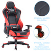 Fotel gamingowy kubełkowy krzesło dla gracza ergonomiczny z podnóżkiem czerwono-czarny Ryan